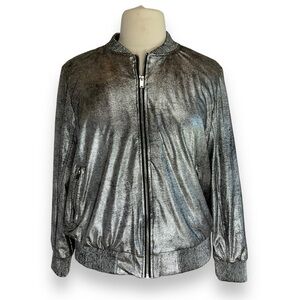 Rebel Wilson Angels Jacket Silver‎ Bomber Casual Athletic Zip Womens Size 1X NWT